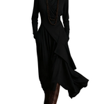 Purple High-neck Asymmetrical Pleated Maxi Dress（Necklace not included）