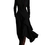 Purple High-neck Asymmetrical Pleated Maxi Dress（Necklace not included）