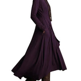 Purple High-neck Asymmetrical Pleated Maxi Dress（Necklace not included）