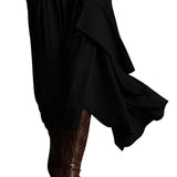 Purple High-neck Asymmetrical Pleated Maxi Dress（Necklace not included）