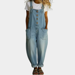 RELAXED BUTTON FRONT DENIM OVERALLS 2
