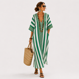 GREEN STRIPED CAFTAN