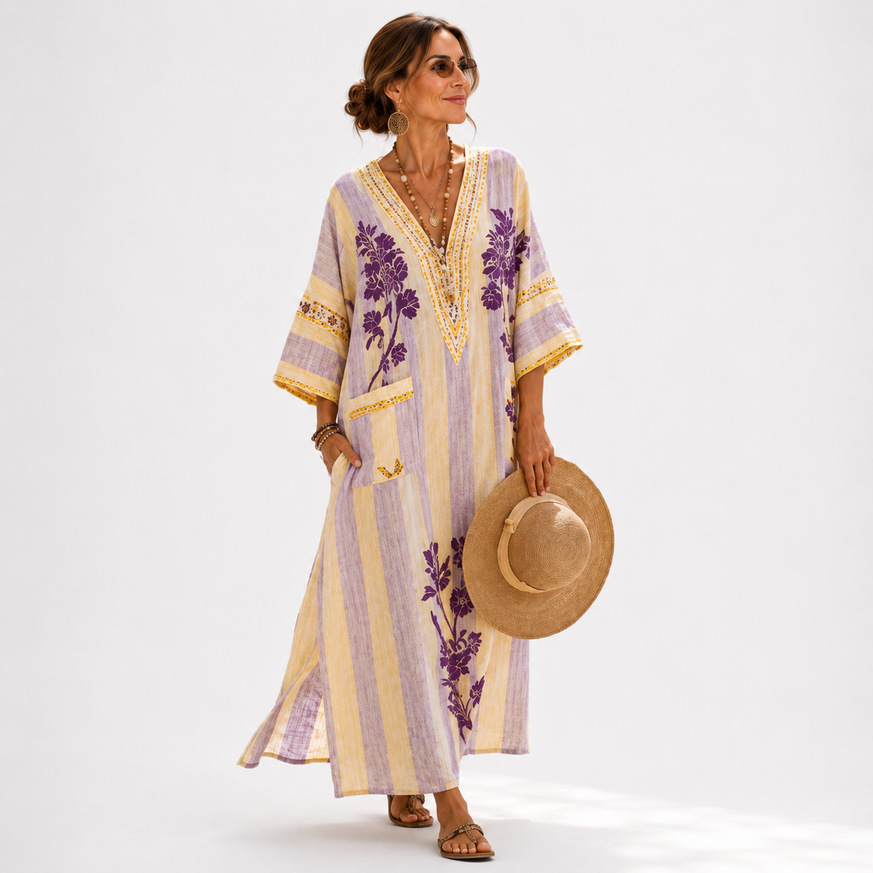 LILAC FLORAL CAFTAN