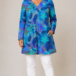 BLUE LONG BLOUSE WITH V-NECK 1
