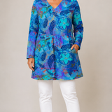 BLUE LONG BLOUSE WITH V-NECK 1