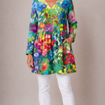 MULTICOLOUR LONG BLOUSE WITH V-NECK 7