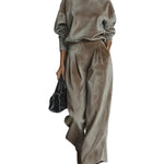 Women's turtleneck casual warm velvet suit