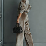Women's turtleneck casual warm velvet suit