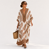 CREAM BOTANICAL CAFTAN