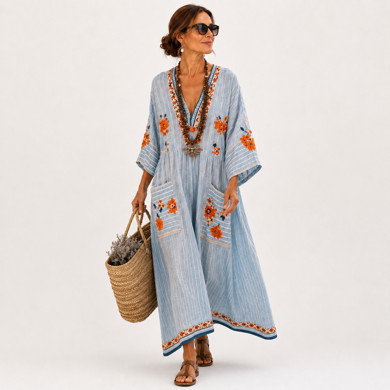 BLUE EMBROIDERED CAFTAN