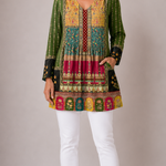 MULTICOLOUR LONG BLOUSE WITH V-NECK 2