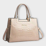 GLOSSY CROC-EMBOSSED HANDBAG