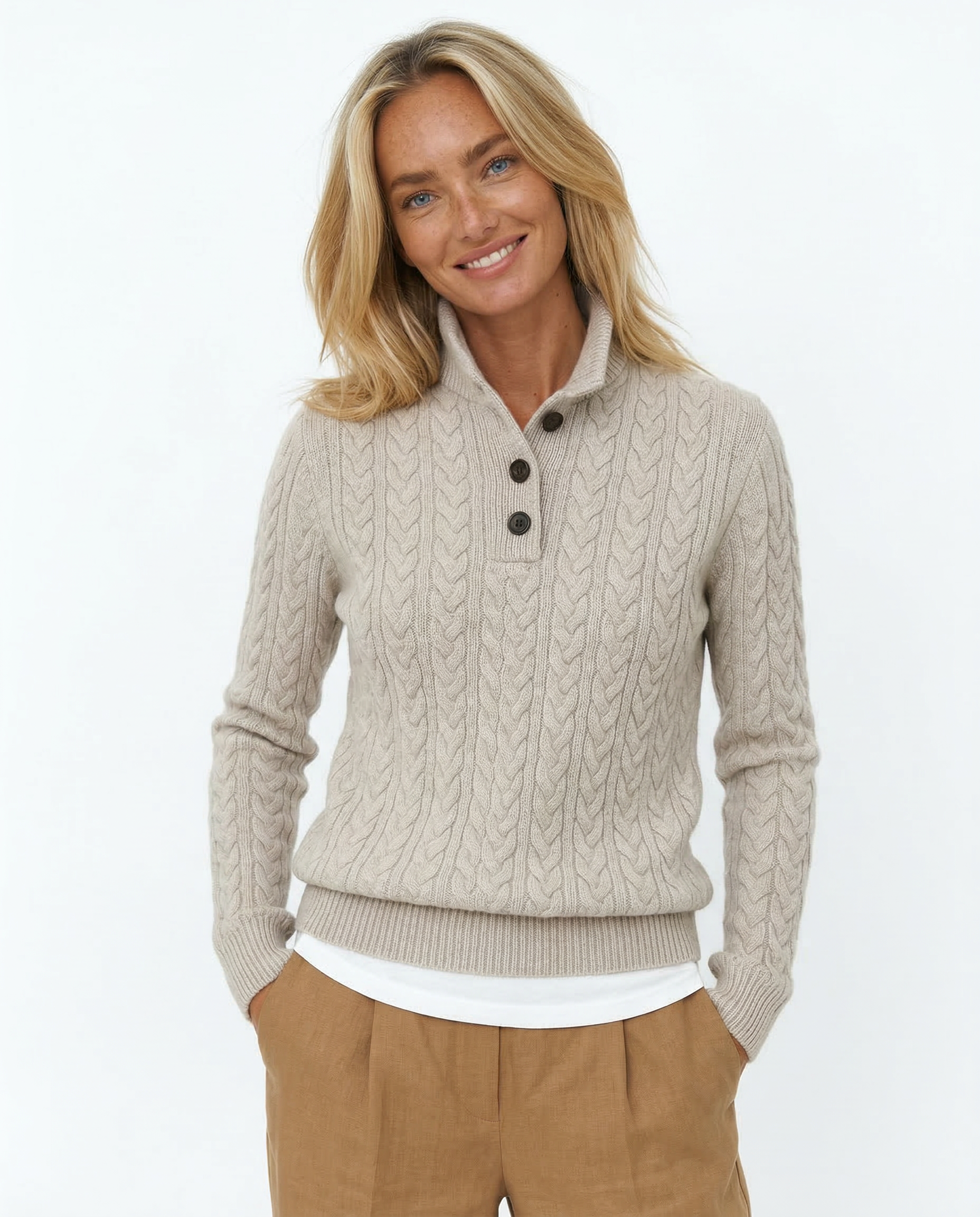 Arden Button-Up Cashmere Sweater