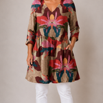 MULTICOLOUR LONG BLOUSE WITH V-NECK 3