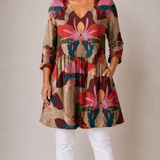 MULTICOLOUR LONG BLOUSE WITH V-NECK 3