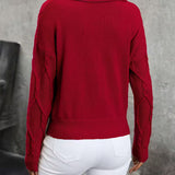 CABLE KNIT SWEATER WITH COLLAR