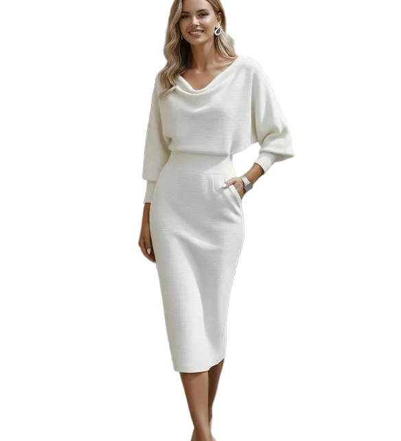 Elegant Draped Midi Dress