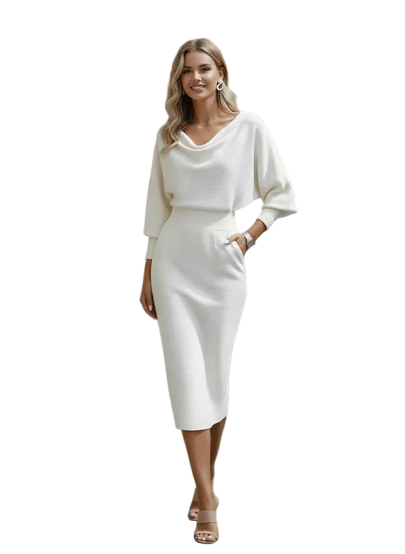 Elegant Draped Midi Dress