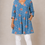 BLUE LONG BLOUSE WITH V-NECK 2