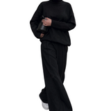 KNITTED LOUNGE SET WITH WIDE-LEG PANTS