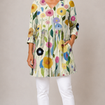 MULTICOLOUR LONG BLOUSE WITH V-NECK 10
