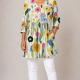 MULTICOLOUR LONG BLOUSE WITH V-NECK 10