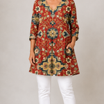 MULTICOLOUR LONG BLOUSE WITH V-NECK 9