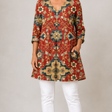 MULTICOLOUR LONG BLOUSE WITH V-NECK 9