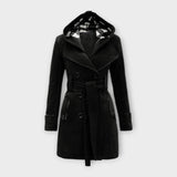 Evelyn | Elegant Coat with Hood and Belt