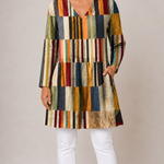 MULTICOLOUR LONG BLOUSE WITH V-NECK 1