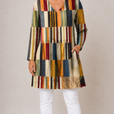 MULTICOLOUR LONG BLOUSE WITH V-NECK 1