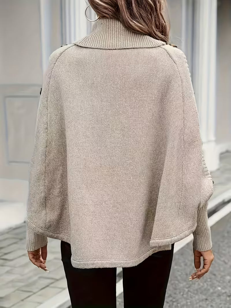 LOLANNA HIGH-NECK TWISTED FRONT SWEATER