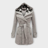 Evelyn | Elegant Coat with Hood and Belt