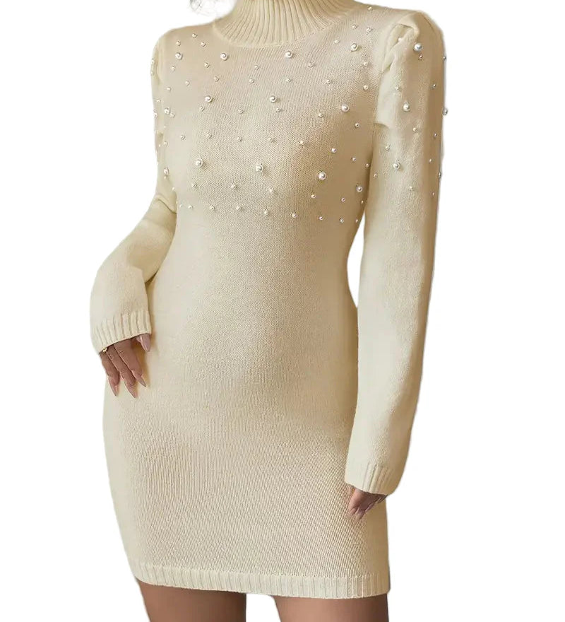 PEARL KNIT DRESS WITH ELEGANT EXPRESSION