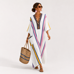 WHITE MULTICOLOUR CAFTAN