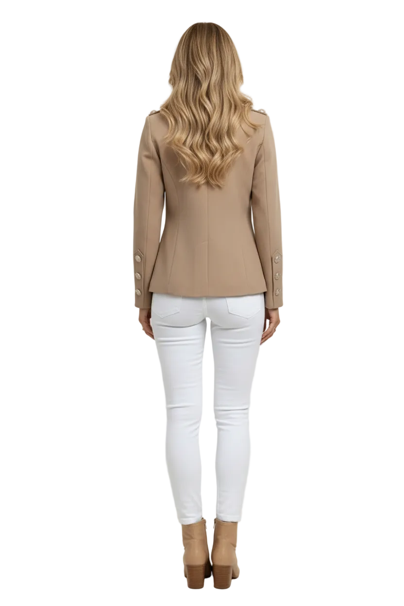 Women’s Short Jacket with Button Front and Side Pockets