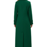 Long Womens Coat with Shawl Collar and Belted Waist