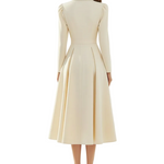 Long Sleeve Midi Dress with Lapel and Pockets