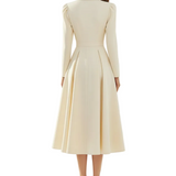 Long Sleeve Midi Dress with Lapel and Pockets