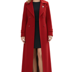 Long Womens Coat with Shawl Collar and Belted Waist