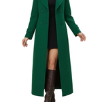 Long Womens Coat with Shawl Collar and Belted Waist