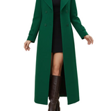 Long Womens Coat with Shawl Collar and Belted Waist