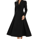 Long Sleeve Midi Dress with Lapel and Pockets