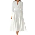 Long Sleeve Midi Dress with Lapel and Pockets