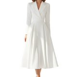 Long Sleeve Midi Dress with Lapel and Pockets