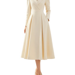 Long Sleeve Midi Dress with Lapel and Pockets