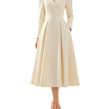 Long Sleeve Midi Dress with Lapel and Pockets