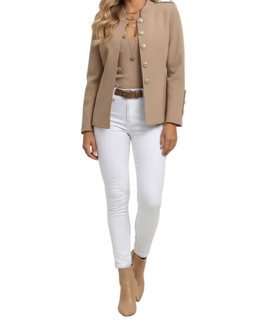 Women’s Short Jacket with Button Front and Side Pockets