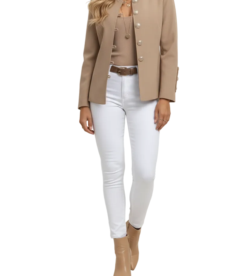 Women’s Short Jacket with Button Front and Side Pockets