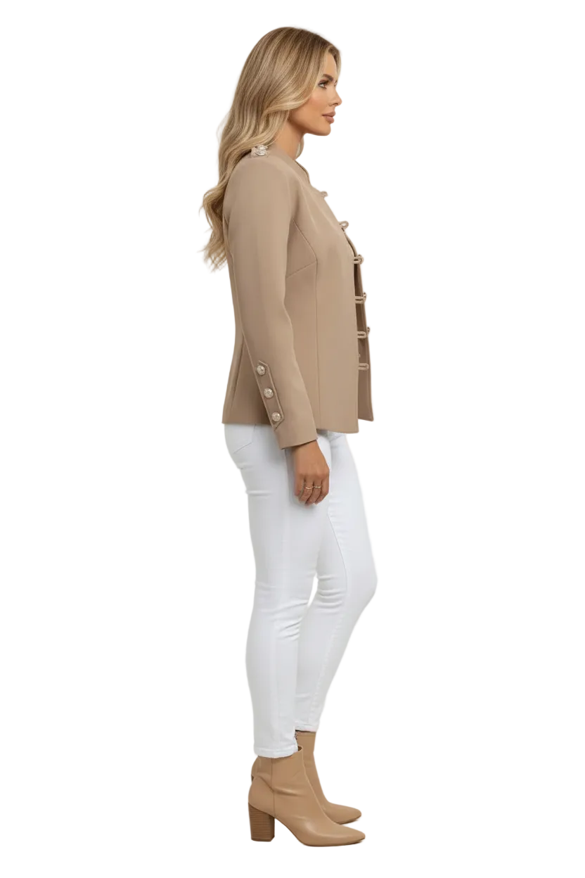 Women’s Short Jacket with Button Front and Side Pockets